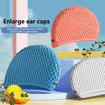 Шапка за плувен басейн Устойчива на разкъсване шапка за плуване Екологичен дизайн с водни капки Удобна шапка за плуване с дълга защита за коса