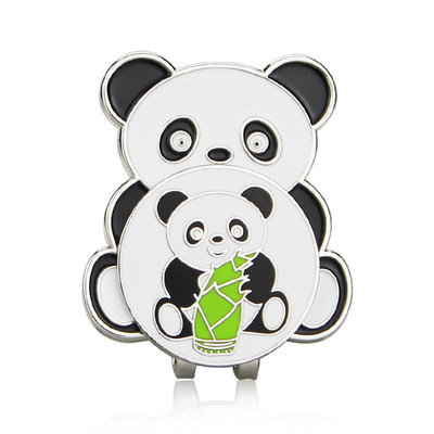 Hiina Panda stiilis golfipalli marker magnetilise golfikübara klambriga golfimütsi klambrid sulamist professionaalne pallimärk kingitus