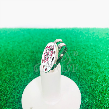 1бр Bling цветен маркер за голф от фина метална сплав със щипка за шапка за голф Марк за топка за голф Розово куче Аксесоари за голф Подарък за голфъри