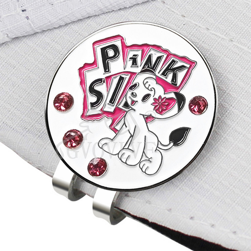 1 τμχ Bling πολύχρωμος μαρκαδόρος γκολφ από λεπτό μεταλλικό κράμα με κλιπ για καπέλο γκολφ Μπάλα γκολφ Mark Pink Dog Golf Αξεσουάρ Δώρο για παίκτες του γκολφ