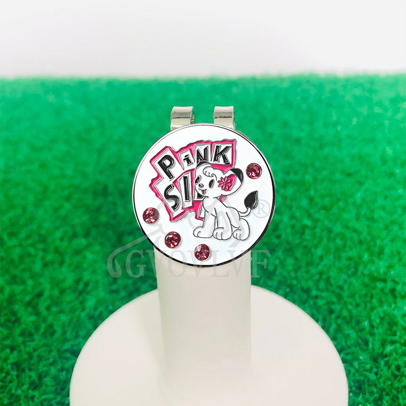 1 τμχ Bling πολύχρωμος μαρκαδόρος γκολφ από λεπτό μεταλλικό κράμα με κλιπ για καπέλο γκολφ Μπάλα γκολφ Mark Pink Dog Golf Αξεσουάρ Δώρο για παίκτες του γκολφ