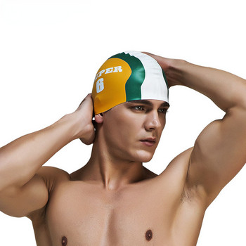 Καλοκαιρινή αδιάβροχη σιλικόνη Protect Ears Long Hair Water Sports Καπέλο πισίνας Καπέλο κολύμβησης Ελεύθερο μέγεθος για άνδρες Γυναίκες Ενήλικες