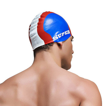 Лятна водоустойчива силиконова защита на ушите, дълга коса, водни спортове, шапка за басейн, шапка за плуване Безплатен размер за мъже, жени, възрастни