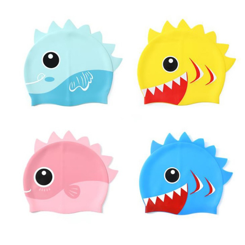 Kapa za plivanje Slatka kapa za plivanje Crtić Riba Morski pas Silikonski vodootporni štitnik za uši za ljetni bazen za djevojčice i dječake, bebe, djecu, djecu