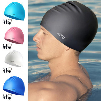 Комплект за плуване от 3 части Голяма еластичност Жени Мъже Шапка за плуване Тапи за уши Комплект щипки за нос Подводно гмуркане Шапка за плуване