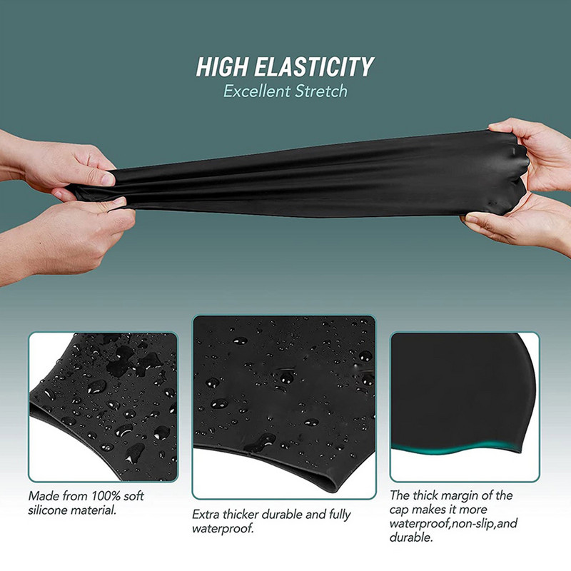 Silikonski ženski silikonski bazen za plivanje za dugu kosu, izdržljivi neklizajući bazen za pletenice i dreadlockse, visoki