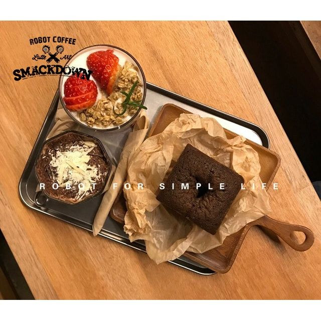 Nordic Stainless Steel Négyszögletű Kávézó Raklap Tároló Lemez Háló Snack Tortatál Étkező Desszert Tányér Konyhai edénytálca