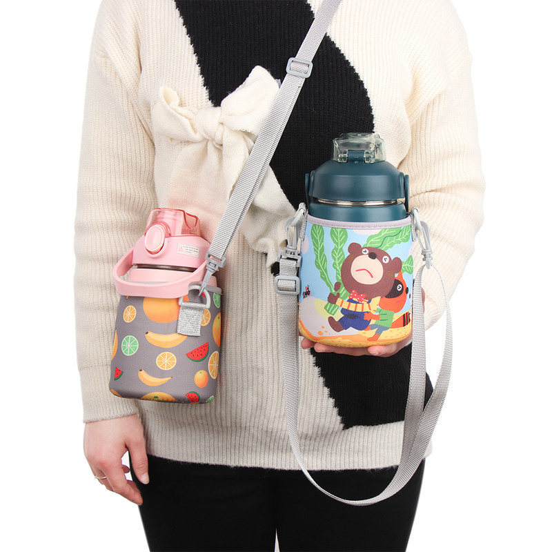 1vnt sportinio vandens butelio dangtelio dėklas, izoliuotas maišelio puodelio maišelis, nešiojamas vakuuminis stiklinis puodelio rankovės sportinis kempingo lauko aksesuaras