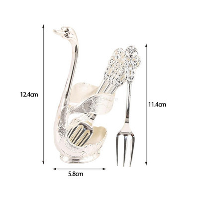 Δημιουργικό σερβίτσιο από ανοξείδωτο ατσάλι Διακοσμητικό σετ βάσης κύκνου με 6 κουταλιές για επιδόρπιο καφέ με ανάμειξη