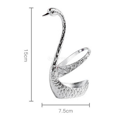 Δημιουργικό σερβίτσιο από ανοξείδωτο ατσάλι Διακοσμητικό σετ βάσης κύκνου με 6 κουταλιές για επιδόρπιο καφέ με ανάμειξη