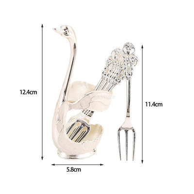 Δημιουργικό σερβίτσιο από ανοξείδωτο ατσάλι Διακοσμητικό σετ βάσης κύκνου με 6 κουταλιές για επιδόρπιο καφέ με ανάμειξη