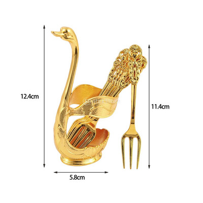 Δημιουργικό σερβίτσιο από ανοξείδωτο ατσάλι Διακοσμητικό σετ βάσης κύκνου με 6 κουταλιές για επιδόρπιο καφέ με ανάμειξη