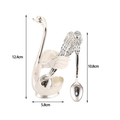 Δημιουργικό σερβίτσιο από ανοξείδωτο ατσάλι Διακοσμητικό σετ βάσης κύκνου με 6 κουταλιές για επιδόρπιο καφέ με ανάμειξη