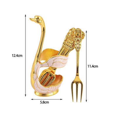 Δημιουργικό σερβίτσιο από ανοξείδωτο ατσάλι Διακοσμητικό σετ βάσης κύκνου με 6 κουταλιές για επιδόρπιο καφέ με ανάμειξη