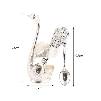 Δημιουργικό σερβίτσιο από ανοξείδωτο ατσάλι Διακοσμητικό σετ βάσης κύκνου με 6 κουταλιές για επιδόρπιο καφέ με ανάμειξη