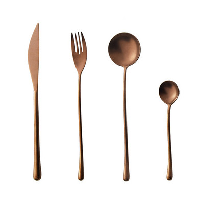 Retro matinis 304 nerūdijančio plieno indų rinkinys Stalo įrankių rinkiniai Vestuvių šakutės kepsnys peiliai Kavos šaukštelis išlenkti indai Kelionės