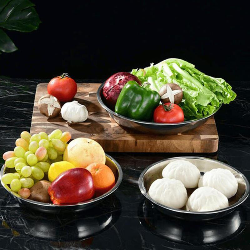 8 vnt nerūdijančio plieno apvalios lėkštės apvalios vakarienės lėkštės kepsninės padėklai Maisto patiekimo lėkštės indų lėkštė kepsninės indų lėkštė