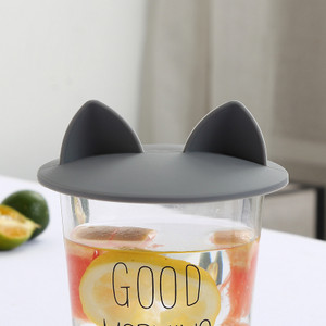 Mielos katės ausies formos silikoninio puodelio dangtelio dangtelis Daugkartinio naudojimo Dulkėms atsparus vandens butelio dangtelis įsiurbimo dangtelis gėrimų priedai