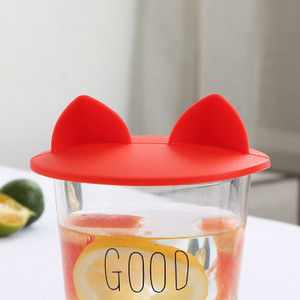 Mielos katės ausies formos silikoninio puodelio dangtelio dangtelis Daugkartinio naudojimo Dulkėms atsparus vandens butelio dangtelis įsiurbimo dangtelis gėrimų priedai