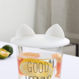 Mielos katės ausies formos silikoninio puodelio dangtelio dangtelis Daugkartinio naudojimo Dulkėms atsparus vandens butelio dangtelis įsiurbimo dangtelis gėrimų priedai