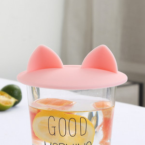 Mielos katės ausies formos silikoninio puodelio dangtelio dangtelis Daugkartinio naudojimo Dulkėms atsparus vandens butelio dangtelis įsiurbimo dangtelis gėrimų priedai