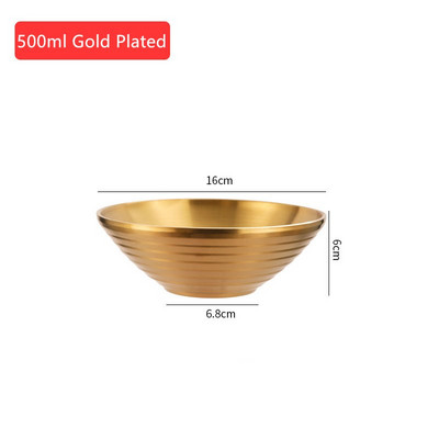 304 Nerūdijančio plieno rameno dubuo ryžių salotos makaronų sriubos dubuo Auksinis namų restoranas Maisto patiekimo patiekalas Marinuotų kopūstų didelis dubuo