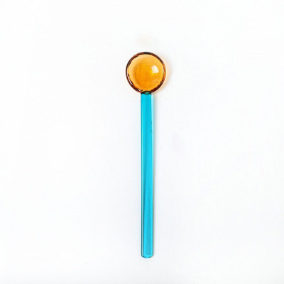 Stiklinis pieno šaukštas spalvotas skaidrus kavos desertas maišymo šaukštai ilgos spiralinės rankenos aukštai temperatūrai atspari virtuvė 1vnt