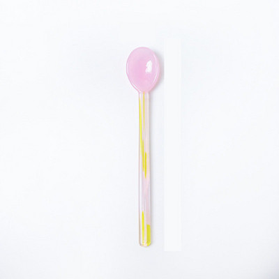 Stiklinis pieno šaukštas spalvotas skaidrus kavos desertas maišymo šaukštai ilgos spiralinės rankenos aukštai temperatūrai atspari virtuvė 1vnt