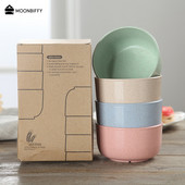 4 vnt / rinkinys Virtuviniai indai Kviečių šiaudų dubuo Maisto kokybės Kvietiniai ryžių dubuo Stalo reikmenys Maisto indas Ekologiški pietūs посуда