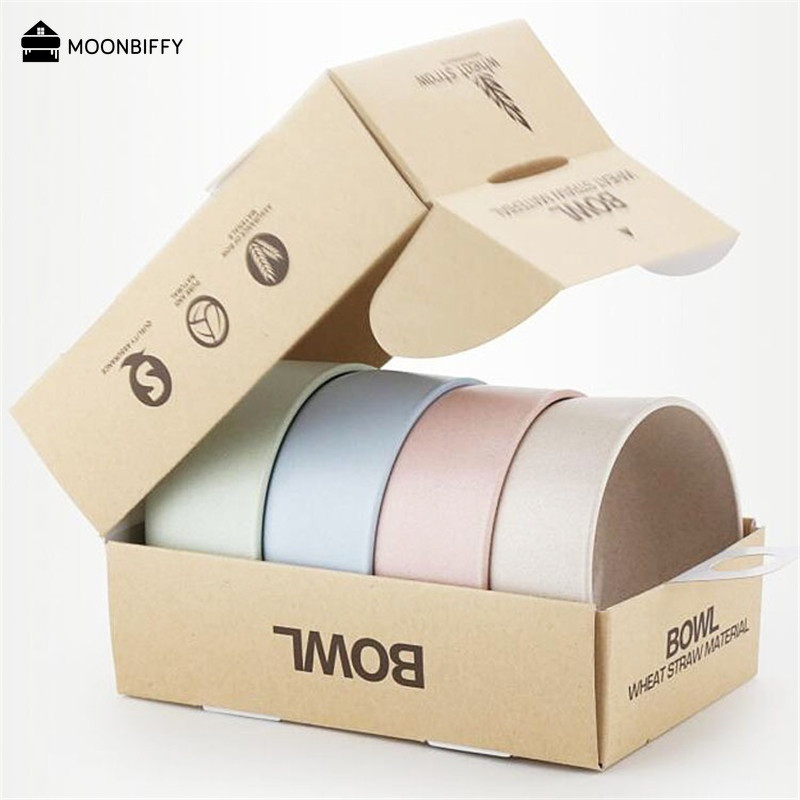 4 vnt / rinkinys Virtuviniai indai Kviečių šiaudų dubuo Maisto kokybės Kvietiniai ryžių dubuo Stalo reikmenys Maisto indas Ekologiški pietūs посуда