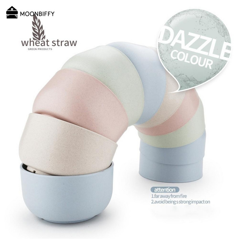 4 vnt / rinkinys Virtuviniai indai Kviečių šiaudų dubuo Maisto kokybės Kvietiniai ryžių dubuo Stalo reikmenys Maisto indas Ekologiški pietūs посуда