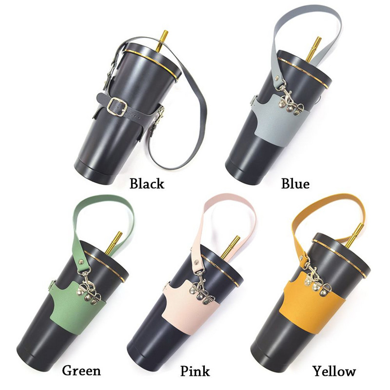 Kohvitassi varrukad Korduvkasutatav nahast kohvitassihoidja käepidemega Kaasaskantav isoleeritud joogikandja joogijookide jaoks Boba tee