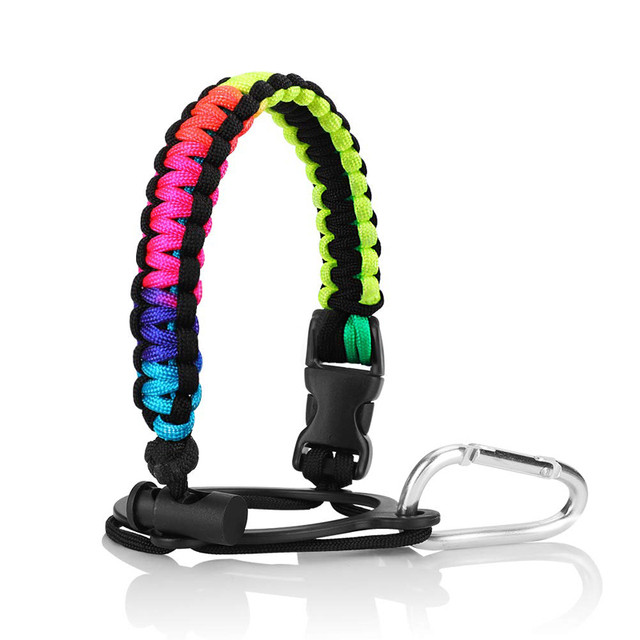 Преносим паракорд с дръжка за бутилка, ремък за кабел, предпазни декоративни въжета, нов, подходящ за бутилки с хидрофлас, широко гърло от 12 до 64 унции