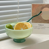 INS spalvingas stiklinis desertinis dubuo didelės talpos ledų dubuo, vaisiai pudingo dubuo Dekoratyvinė sriuba, salotos, pyragas, dubuo, vakarėlis.