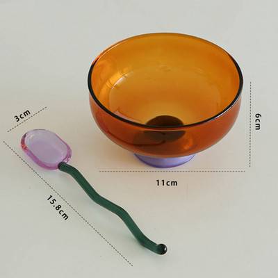 INS spalvingas stiklinis desertinis dubuo didelės talpos ledų dubuo, vaisiai pudingo dubuo Dekoratyvinė sriuba, salotos, pyragas, dubuo, vakarėlis.