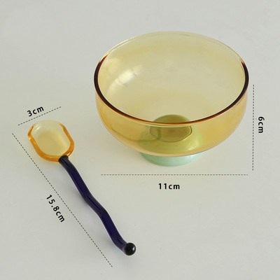 INS spalvingas stiklinis desertinis dubuo didelės talpos ledų dubuo, vaisiai pudingo dubuo Dekoratyvinė sriuba, salotos, pyragas, dubuo, vakarėlis.