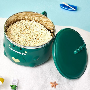 Multikas armas dinosauruse kiirnuudlikauss roostevabast terasest kaanega suur puuviljasalati kauss üliõpilaste ühiselamu kaasaskantav lõunakarp