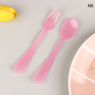 2 vnt / rinkinys Prancūziško stiliaus retro languotas desertinis šaukštas šakutė plastikinė arbatos kavos maišymo šaukštas vintažinių gėrimų stalo reikmenys arbatiniai šaukšteliai