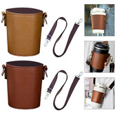 Kaasaskantav kohvitassihoidja Moodne kohvitassi kott Keskkonnasõbralik nahast käsitsi kantav tassikott Eemaldatav kettpakend (ilma tassita)