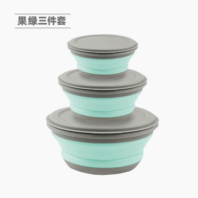 3 vnt / rinkinys sulankstomas dubuo, silikoninis kelioninis pietų dėžutės salotų dubuo su dangteliu Bento dėžutė, išplečiama maisto laikymo talpykla, stovyklavimo elementai