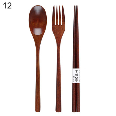 Hot Sale Σετ Ξύλινα επιτραπέζια σκεύη Ιαπωνίας Σετ πιρούνια κουταλιού με θήκη αποθήκευσης Σετ μαχαιροπήρουνων ταξιδιού Φορητό