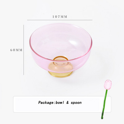 Vitražas, skaidrus taurių dubenėlių šaukštų rinkinys iš didelio borosilikatinio stiklo dubenėlių vaisių salotų desertų dubenys buitiniai indai