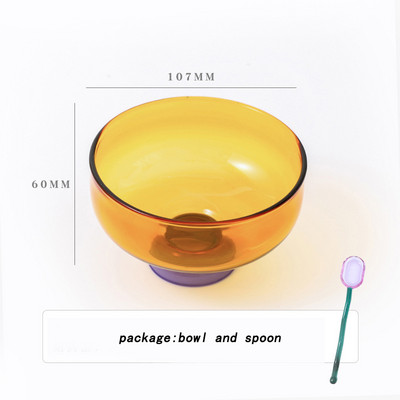 Vitražas, skaidrus taurių dubenėlių šaukštų rinkinys iš didelio borosilikatinio stiklo dubenėlių vaisių salotų desertų dubenys buitiniai indai