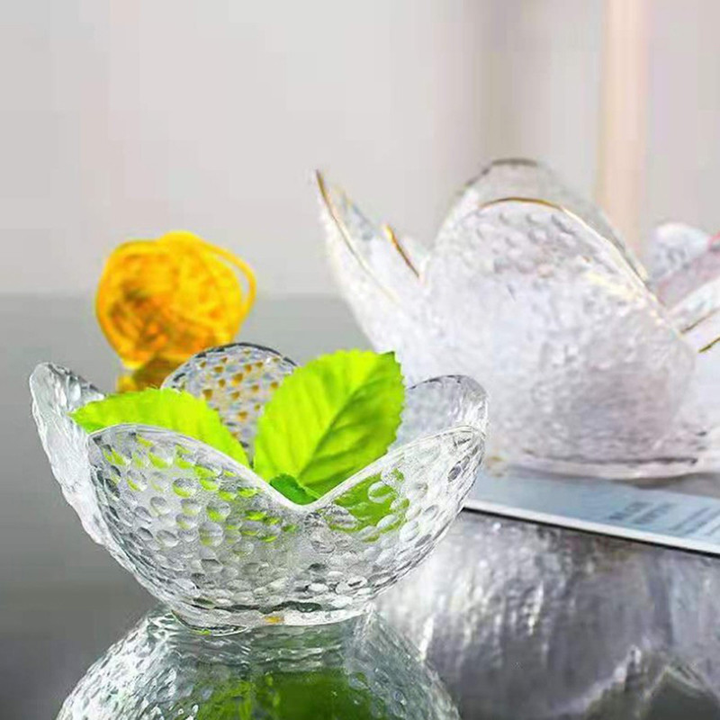 Νέο μικρό γυάλινο πιάτο Nodic For Ice Cream Fruit Sala Gold inlay Sauce Bowl Ανθη κερασιάς Καρυκεύματα Πιάτο Κουζίνας