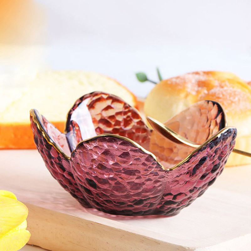 Νέο μικρό γυάλινο πιάτο Nodic For Ice Cream Fruit Sala Gold inlay Sauce Bowl Ανθη κερασιάς Καρυκεύματα Πιάτο Κουζίνας