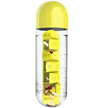 600Ml 7 Days Drug Organizer Μπουκάλι Νερού με Pillbox Πλαστικό μπουκάλι ποτού με Medicine Pills Κιβώτιο Ταξιδιωτικό δοχείο ποτού