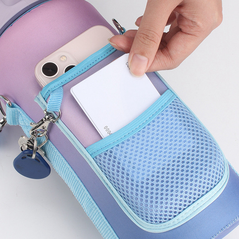 Pusės galono sportinio vandens butelio rankovė 64 OZ izoliuotas puodelio laikiklio krepšys su peties dirželiu telefono kišenė, skirta treniruoklių salei lauke