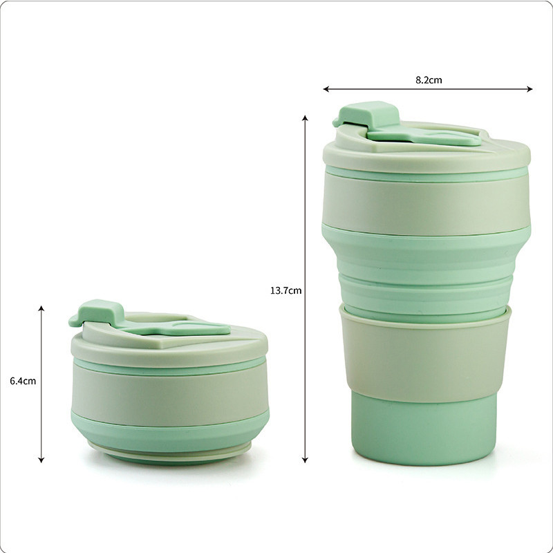 Nešiojamas silikoninis mini sulankstomas puodelis su dangteliu lauko kempingo karštam vandeniui atsparus kavos puodelis Kelioninis burnos skalavimo skystis Teleskopinis puodelis
