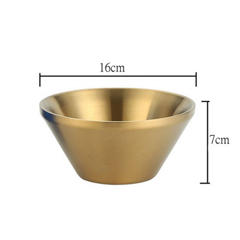 Двуслойна купа от неръждаема стомана Многоразмерна V-образна златисто-сребърна юфка Купа за смесване на ориз и плодова салата Кухненска посуда за готвене