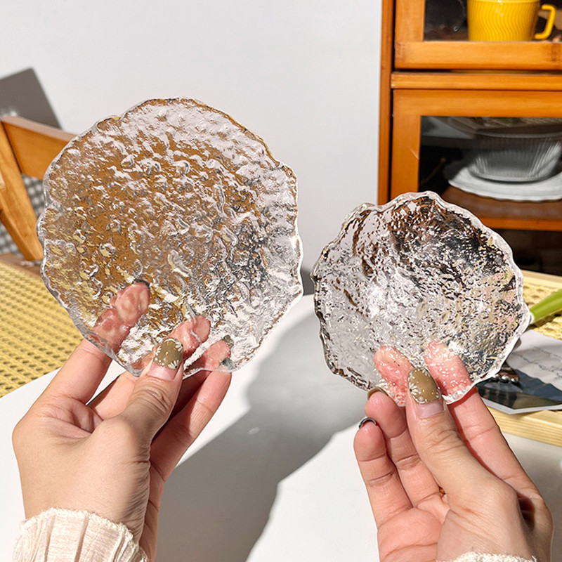 Διαφανής Γυάλινος Δίσκος Διακοσμητικός Δίσκος Αποθήκευσης Κοσμημάτων Κούπα καφέ Πιάτα γλυκού με φρούτα Πιάτα για κέικ Επιτραπέζιο Στολίδι για το τραπέζι